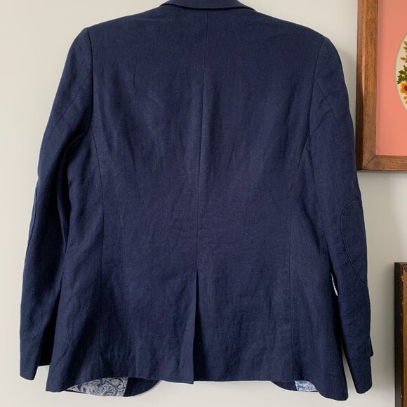 LAUREN by Ralph Lauren | 100% Linen Women’s Blazer Navy Blue - Picture 4 of 16